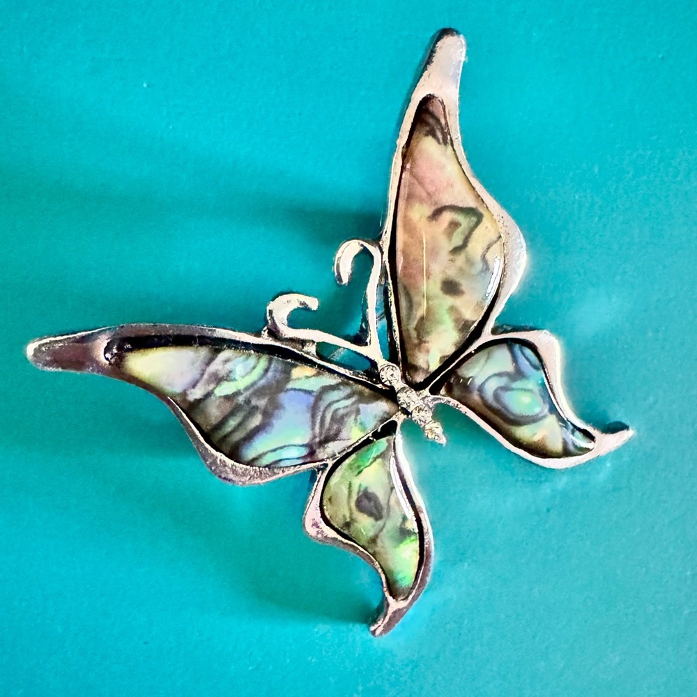 Silver and Multi-Colored Butterfly Brooch Pin Jewelry Accessories